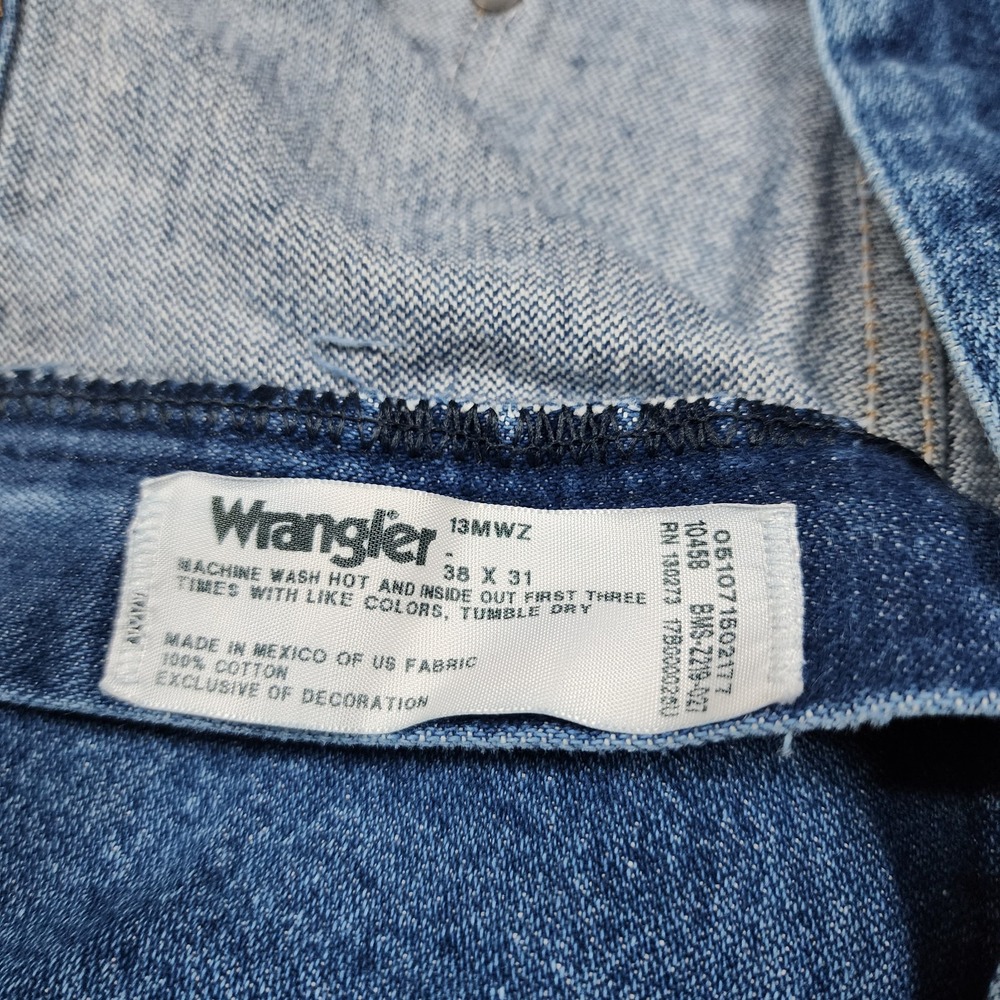 Wrangler 13MWZ Jeans Mens 38x31 Blue  Western Cowboy Cut Straight Leg Denim - Picture 4 of 13